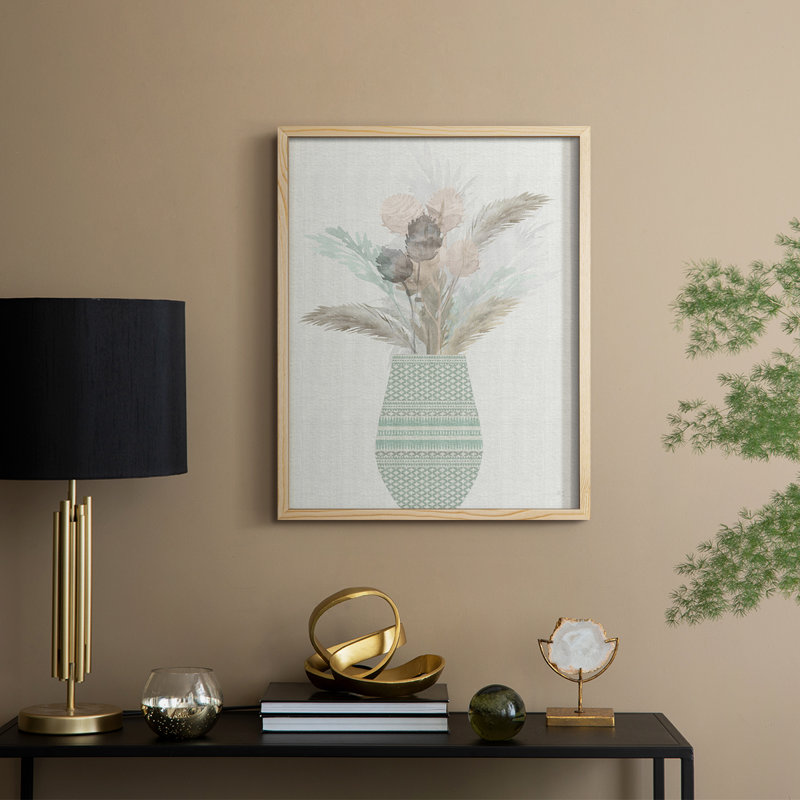 «Cattail Arrangement II», reproduction encadrée - bois massif, Naturel, H 30 po x l 24 po