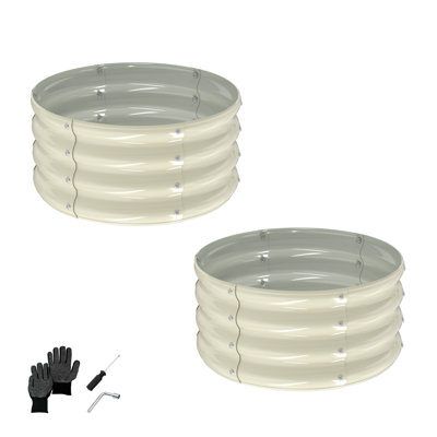 2PCS 2×2×1FT Interlocking Round Galvanized Steel Planting Beds