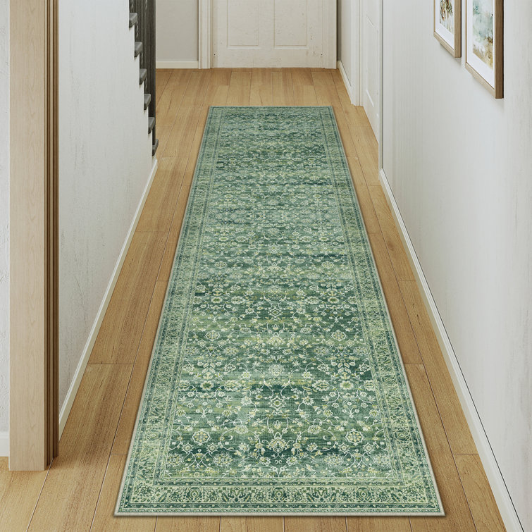 Tapis floral rétro vert
