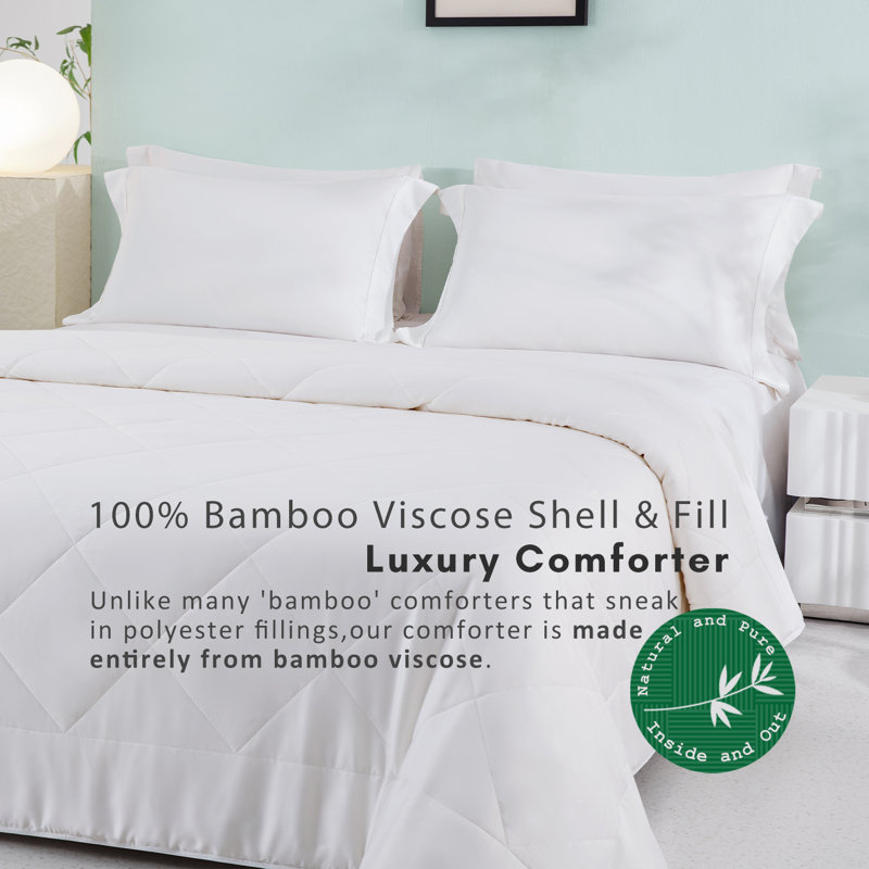TOSMO 100% Bamboo Viscose Summer Light Weight Cooling Comforter Duvet Insert, King Comforter