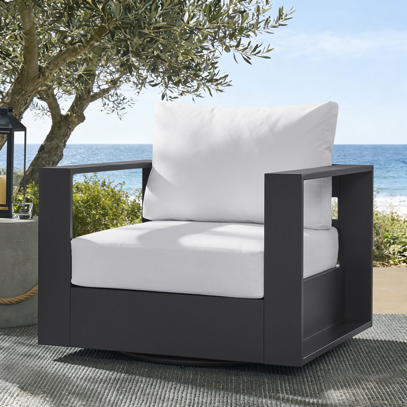 Fauteuil pivotant en aluminium thermolaqué Tahoe, Blanc