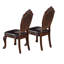 2 chaises de salle à manger traditionnelles brun, 2 pièces en bois d'hévéa avec assise rembourrée en similicuir et finition soignée