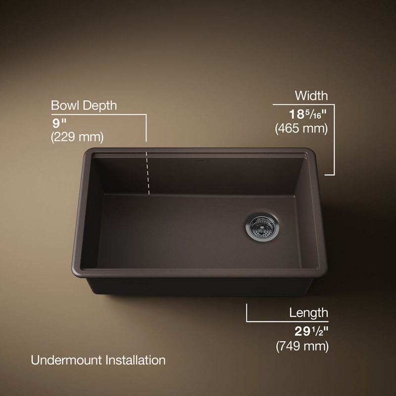 Billings Undermount Single-Bowl Kitchen Sink, Brown