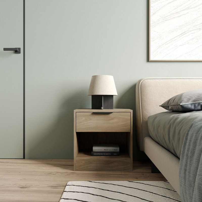 Sydonna 45cm W Solid Wood Bedside Table, Oak