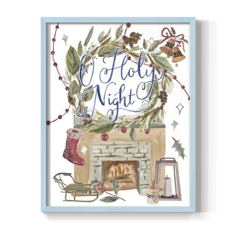 O O Night Night II, reproduction encadrée - bois massif, H 15 po x l 12 po, Bleu