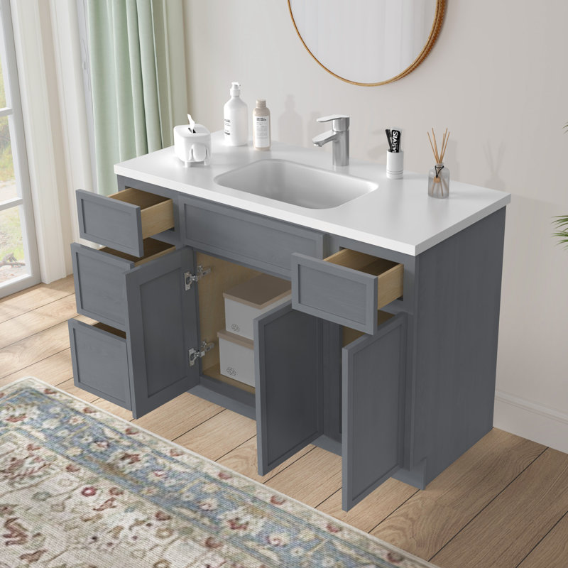 48'' Single Bathroom Vanity Base Only, Silver