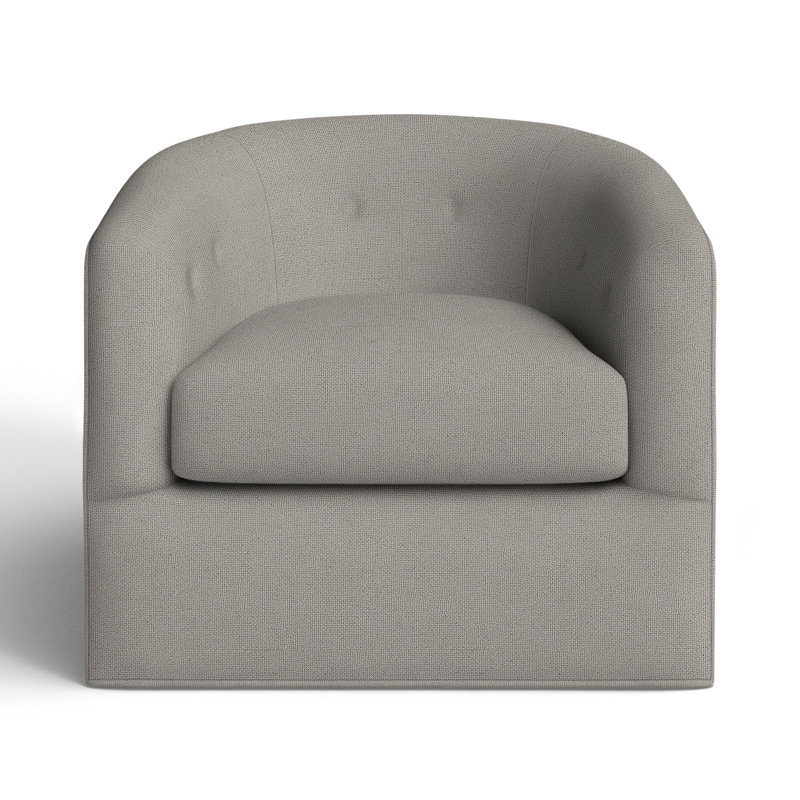 33" Wide Tufted Polyester Swivel Barrel Chair, Ida Light Gray