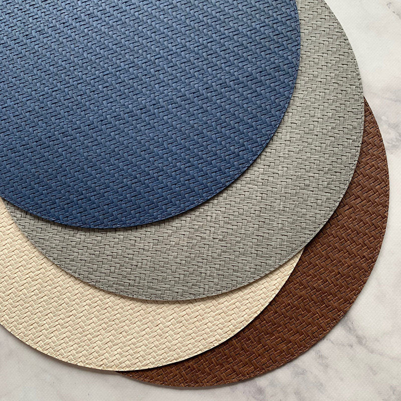 Wicker Round Placemats, Gray