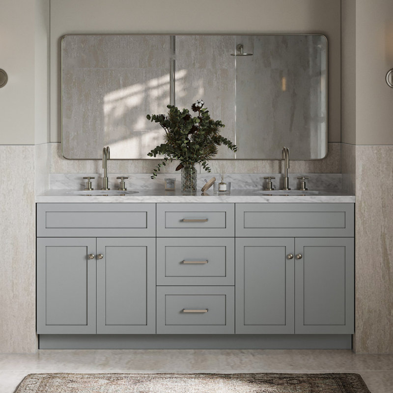 Paulla 72" Double Bathroom Vanity Base Only, Gray