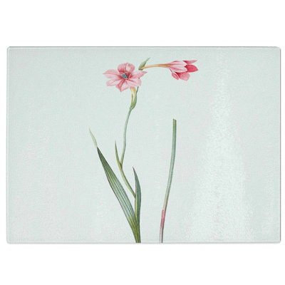 Tempered Glass Sword Lily by Pierre-Joseph Redoute Chopping Board