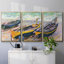 Trois bateaux de pêche à l'Eretrat par Monet, reproduction sur toile 3 pièces