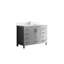 Meuble-lavabo gris de 46,26 po avec trou pour robinet de lavabo, 2 portes, 9 tiroirs, base indépendante, lavabo rectangulaire, armoire et robinet de 47 po au design moderne, gris, rangement caché multifonctionnel, bois massif