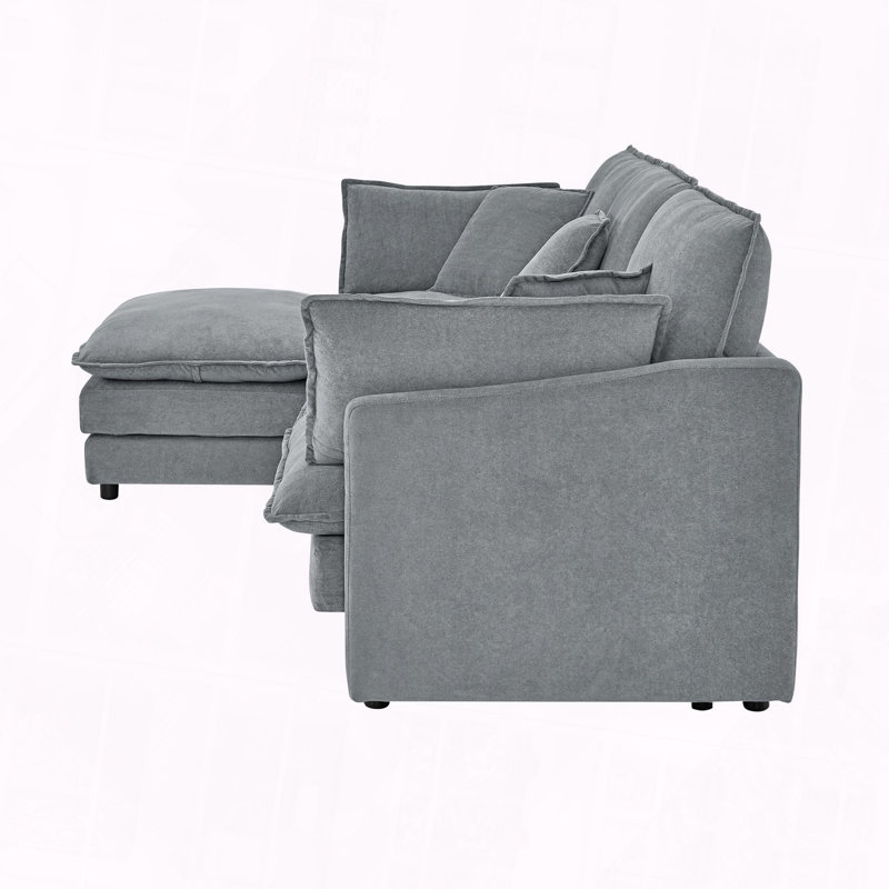Canapé modulaire en L avec repose-pieds et canapé convertible surdimensionné pour 4 personnes Modern Home Living, Gris