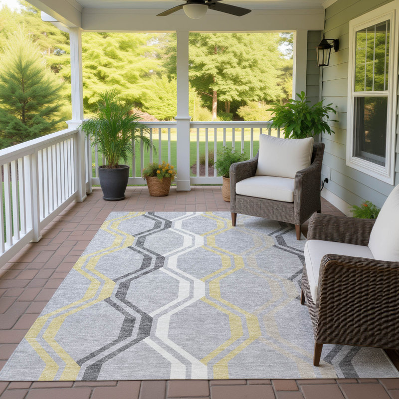 Tapis Mid-Century moderne lavable à la machine intérieur / extérieur Chantille ACN2326, Rectangle 2 pi 6 po x 3 pi 10 po