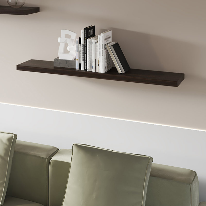 Floating Shelf In Melamine, Set Of 2, Dark Oak
