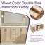 Meuble-lavabo double 59,3 po avec structure en bois massif et lavabo