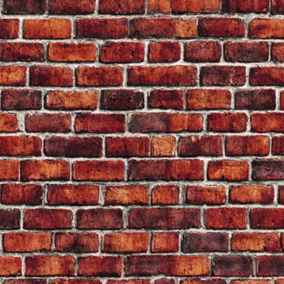 Peel and Stick Wallpaper Rustic Red Brick Wall modern vintage architectural grunge Contact Paper Removable Self Adhesive Wall Mural Wall Decor for Bedroom Kitchen Cabinets 17.7in x 118in