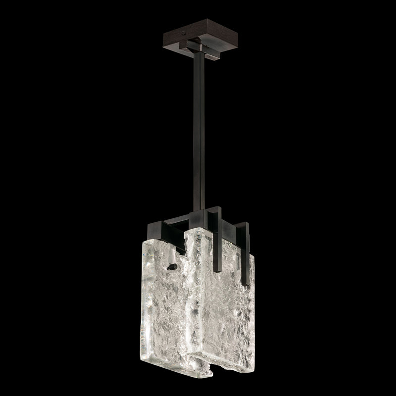 Luminaire suspendu rectangulaire 7,75 po Terra, Transparent, Noir, H 16 po x l 7,75 po x P 7 po