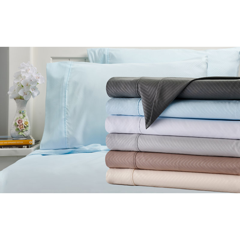 Rayon From  1800 Count Embossed 4-Piece Sheet Set, Full Sheet Set + Fitted Sheet + 2 Pillowcases, White