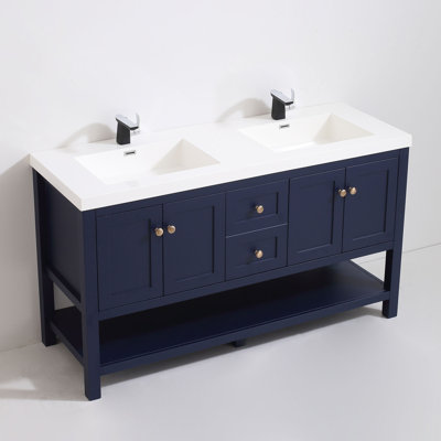 Mckinsey 62'' Double Bathroom Vanity with Resin Top