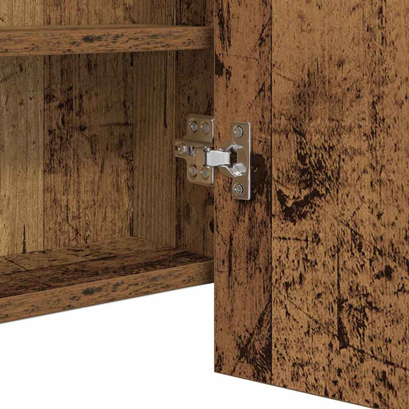 LED Bathroom Mirror Cabinet Washroom Mirror Storage Cupboard Organiser, Old Wood