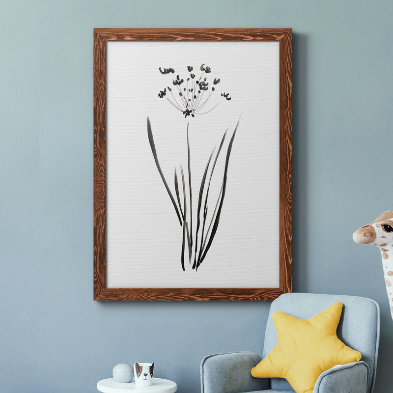 Inky Botanical II - peinture sur toile encadrée, Cadre en érable, H 44 po x l 31 po x P 1 po