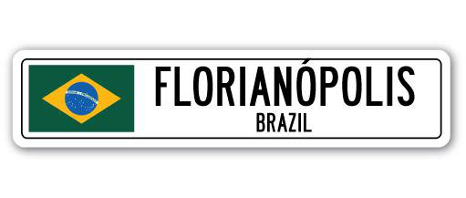 Plaque de rue en aluminium Florianopolis, Brésil, H 8 po x l 36 po x P 1 po