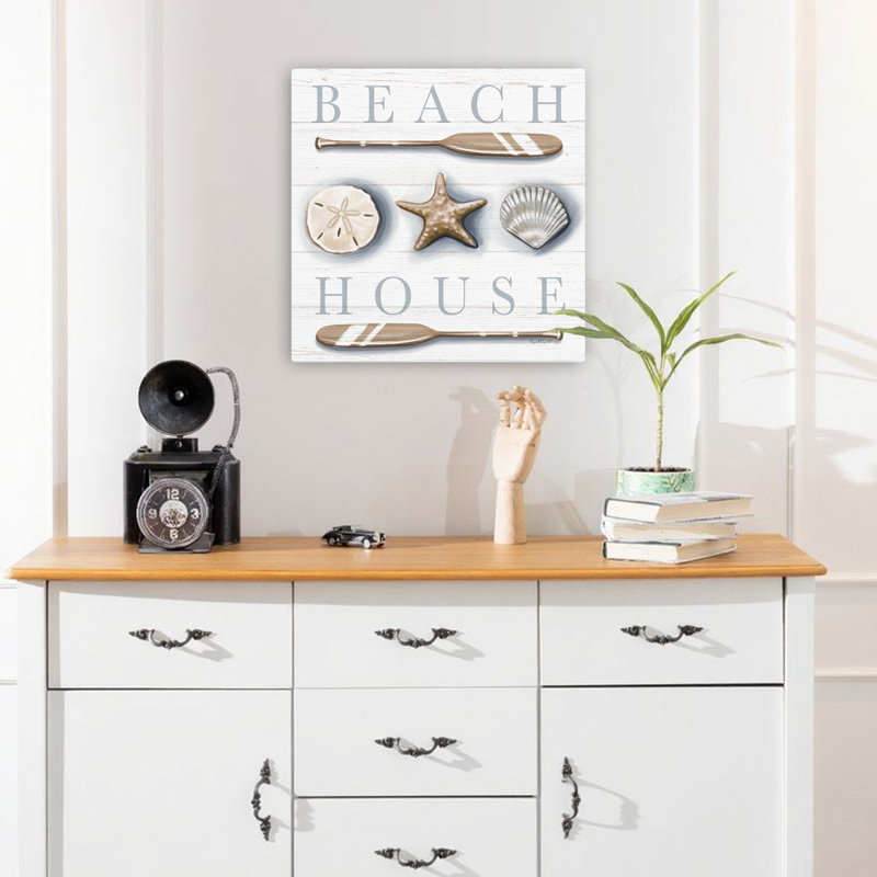 Art typographique de maison de plage, H 18 po x l 18 po