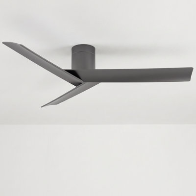 55" Flush Mount Ceiling Fan with Remote, Modern Low Profile Ceiling Fan, Quiet Reversible DC Motor, 6-Speed Indoor Ceiling Fan with ABS Blades for Bedroom, Living Room, Kitchen, Office