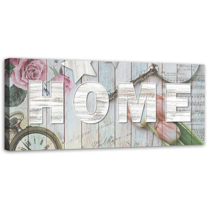 Rustic Style House Inscription - Wrapped Canvas Print, 40cm H x 120cm W
