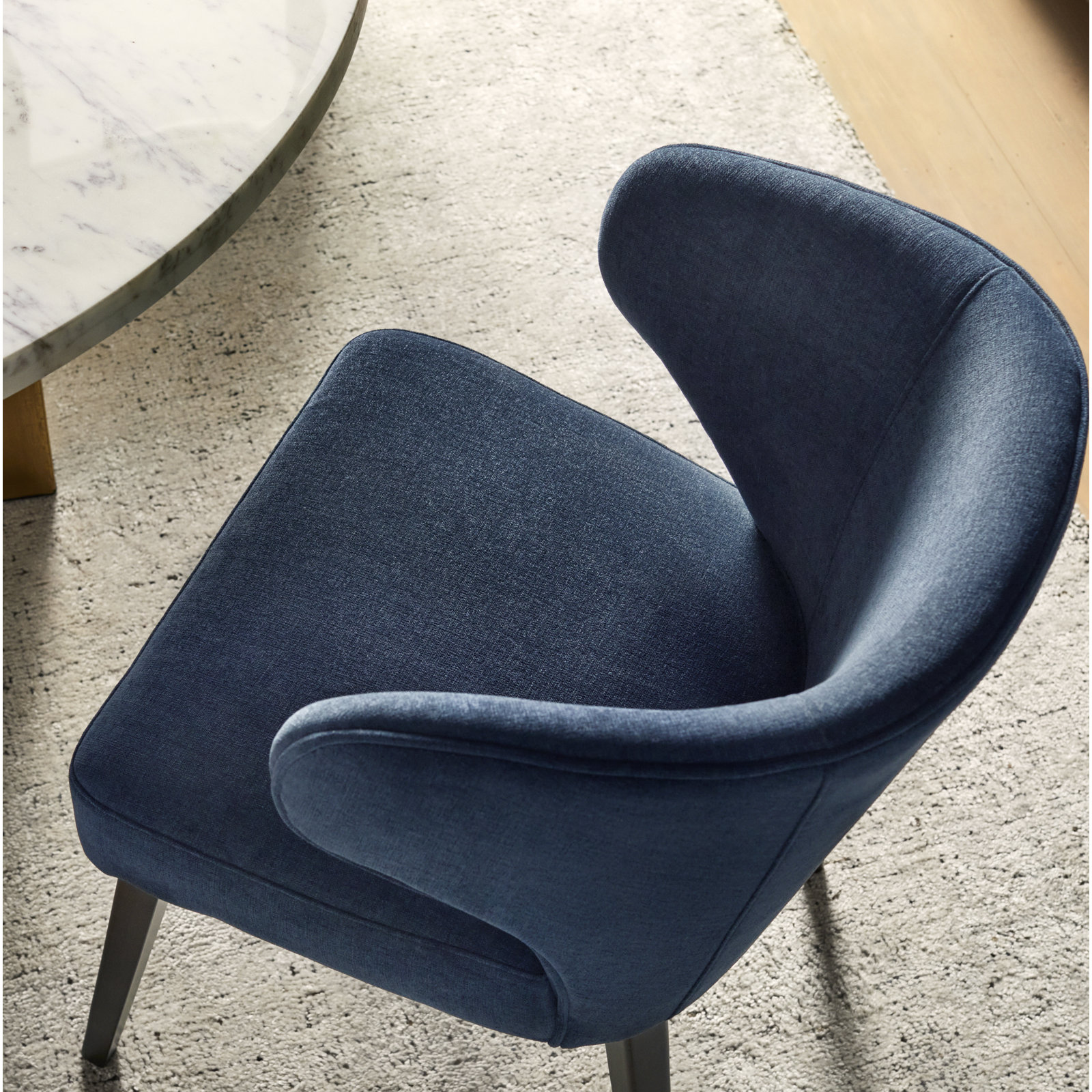 Golino Fabric Upholstered Wingback Side Chair, Dark Brown, Navy