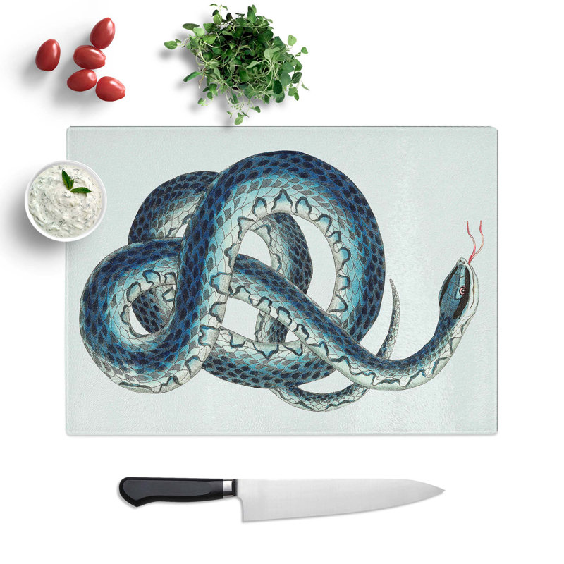 Tempered Glass Snake Chopping Board, 39 cm W x 28.5 cm L
