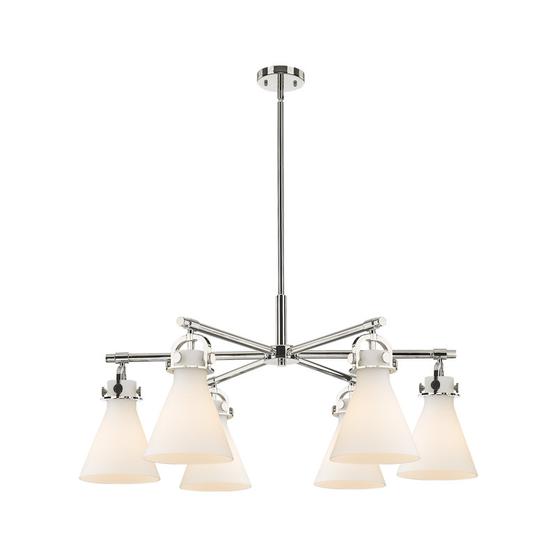 Grimsby - Lustre suspendu 6 lumières, Nickel poli, Blanc