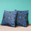 Lotus Garden Suede Zippered Pillow with Insert in Blue Purple Yellow-86415749