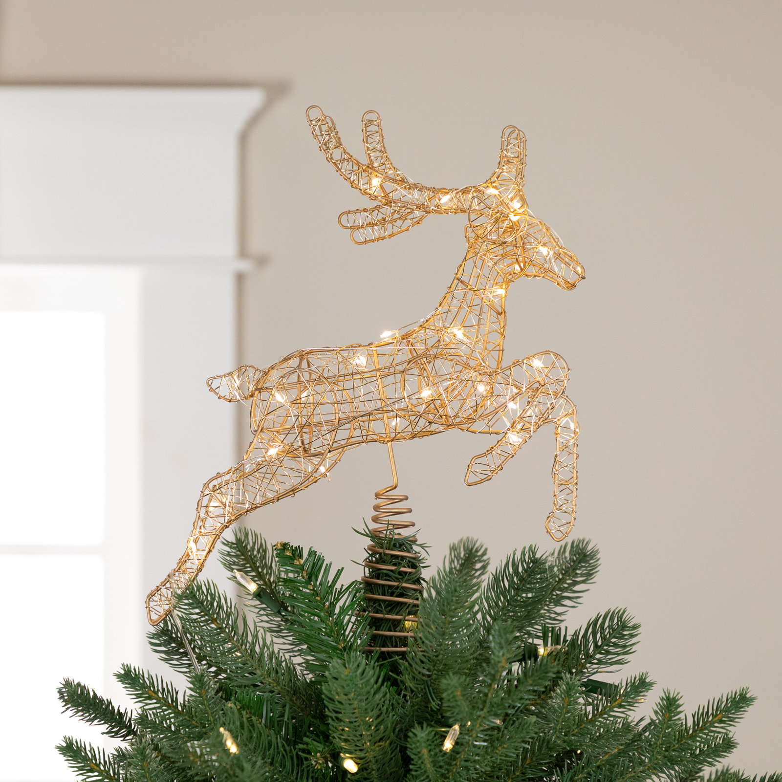 13" Pre-Lit Tree Topper, Gold