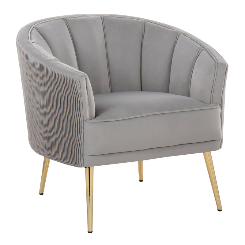 Benley Pleated Waves Velvet Armchair, Silver Velvet