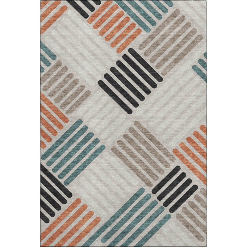 Premium Machine Washable Mayfield AMF2339 Geometric Rug, 10' x 14', Dune