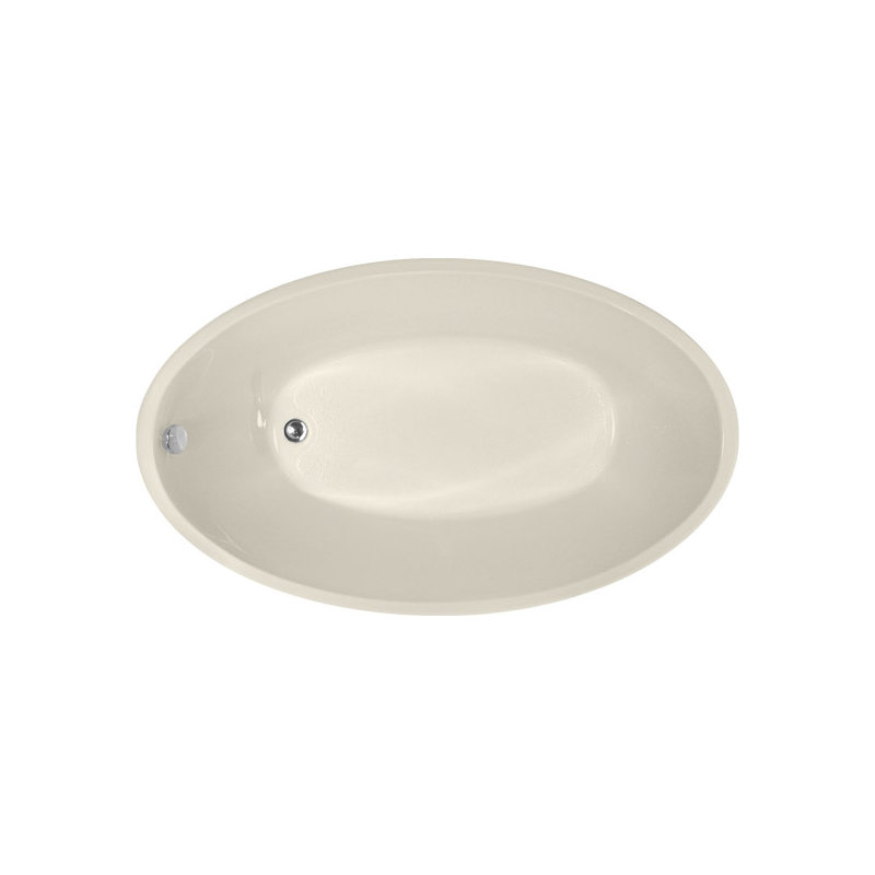 Carli 60'' L Soaking Bathtub, Biscuit, Polished Nickel