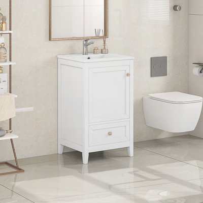 Meuble-lavabo de 20 po avec lavabo et porte à fermeture douce