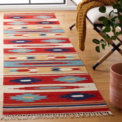 Eriksen Southwestern Flatweave Wool Cotton Beige/Red/Blue Area Rug