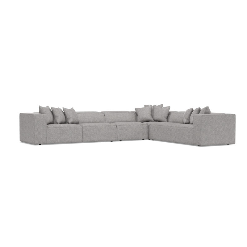 Bernhardt Bliss 4-Piece Fabric Sectional, Gray Polyester, 28" H x 160.5" W x 123.5" D