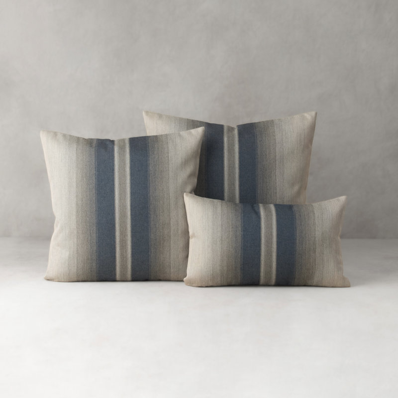 Ombre Indoor & Outdoor Woven Accent Pillow, Indigo, Striped