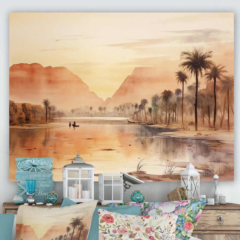 Ancienne rivière égyptienne, impression sur toile encadrée, H 16 po x l 32 po x P 1 po, Toile tendue