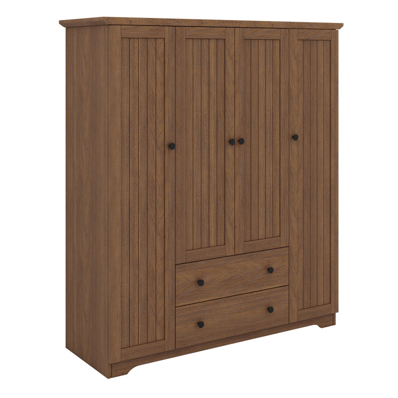 Door Wardrobe Armoire Closet With Drawers, Brown
