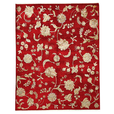 Handmade Silk and Wool Area Rug