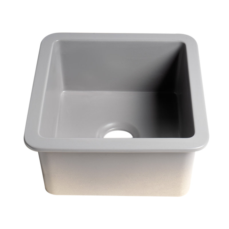 18'' L Single Bowl Fireclay Kitchen Sink, Gray Matte