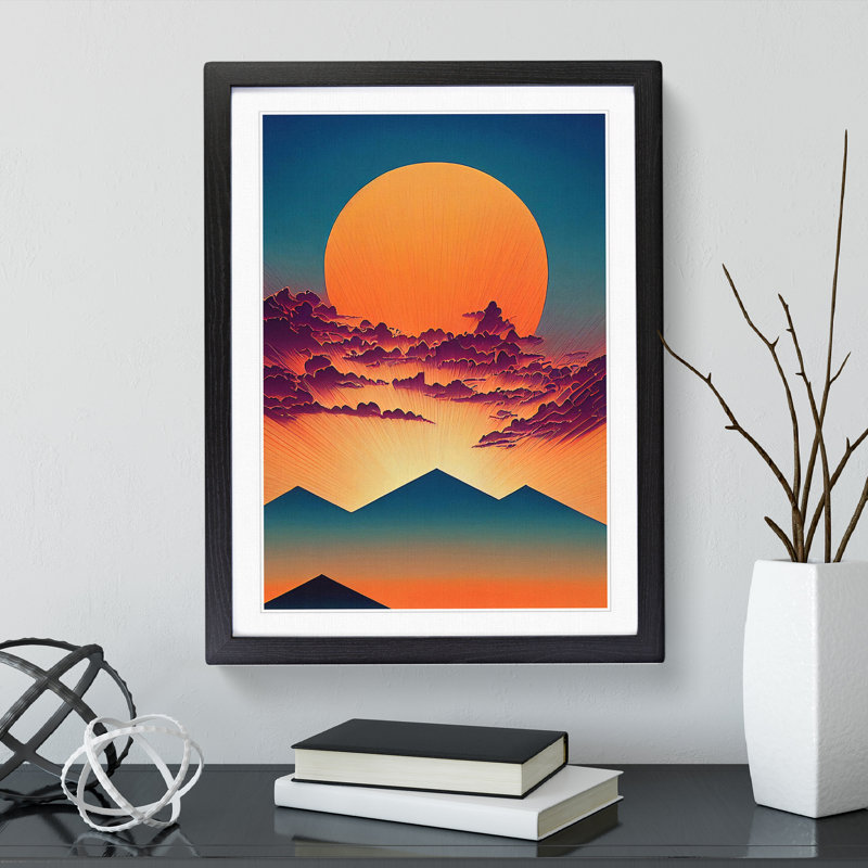 Mountain Sunset - Framed Print, 46cm H x 34cm W x 2cm D, Black
