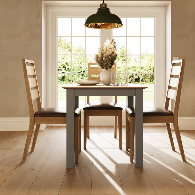 Daris 80cm Square Dining Table. Solid Oak., Grey