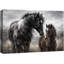 Illustration de chevaux sauvages, mère et poulain dans la nature, impression sur toile encadrée-126032526-126032527