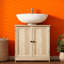 Armoire de meuble-lavabo sous le lavabo avec 2 portes et tablette réglable (sans lavabo)-122277175